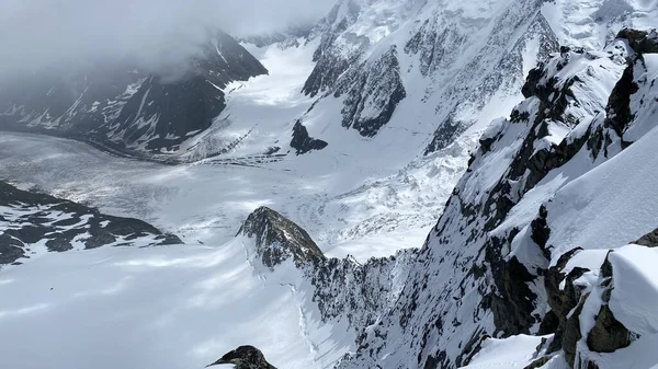 Altai Mountains Linda Paisagem Inverno Montanha Escalar Monte Belukha Vista — Fotografia de Stock