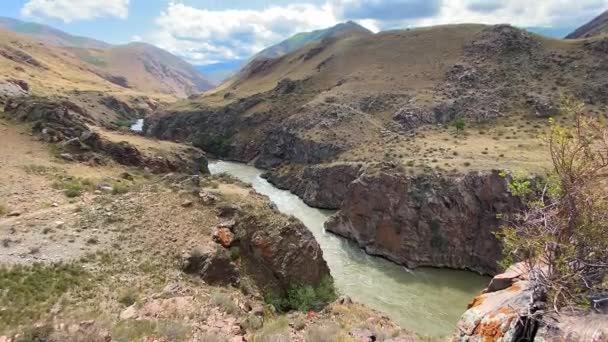 Incredibile Vista Sulle Montagne Rocciose Pendii Colorati Del Kirghizistan Vista — Video Stock