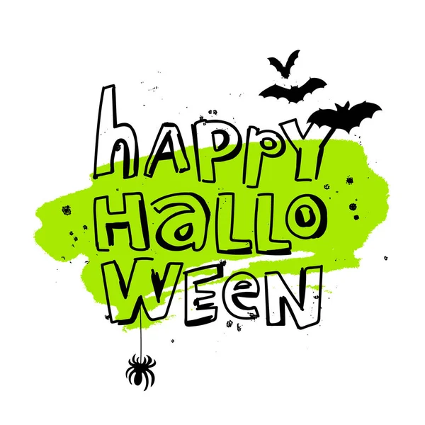 Inscription Joyeux Halloween Des Lettres Chauves Souris Araignée Excellente Carte — Image vectorielle