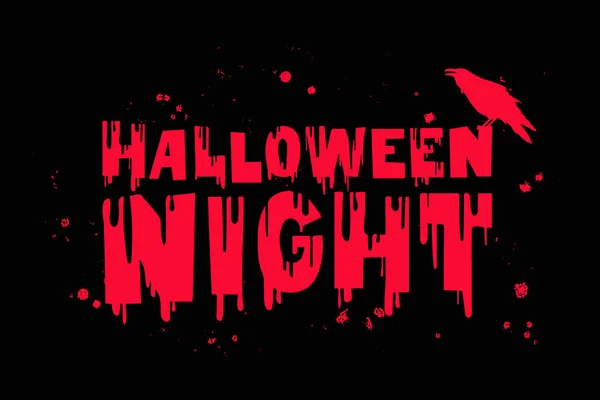 Napis Halloween Night Wyjątkowa Czcionka Halloween Ręcznie Rysowana Smugami Czerwonej — Wektor stockowy