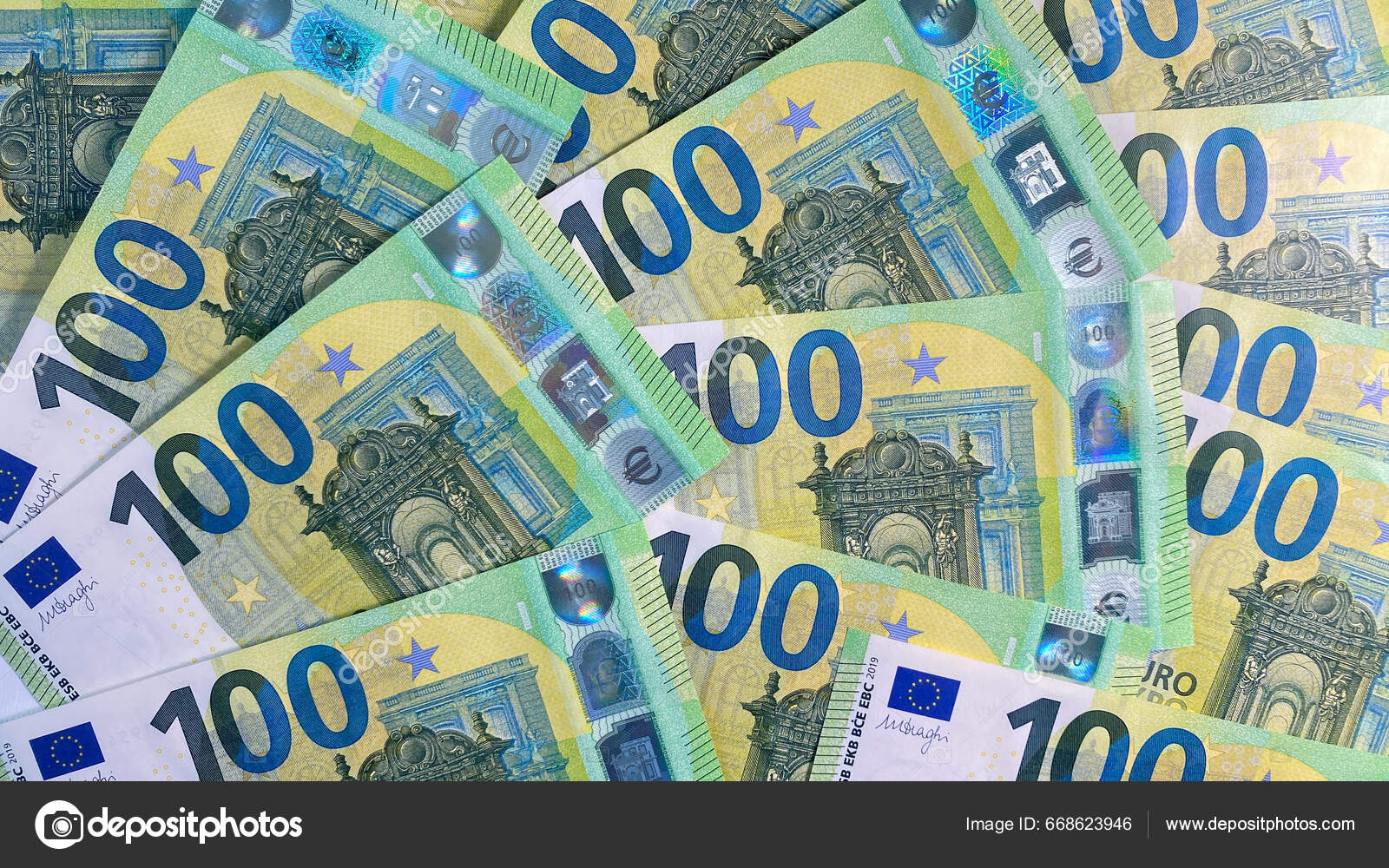 Many Banknotes 100 Euros Lie Fan Euro Money Background Single — Stock  Editorial Photo © chekat #668623946, image size:1600x1000