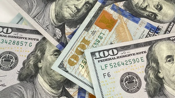 100 Scheine Finanzwirtschaft Hintergrundkonzept Amerikanische Landeswährung Aus Nächster Nähe Geldscheine — Stockfoto