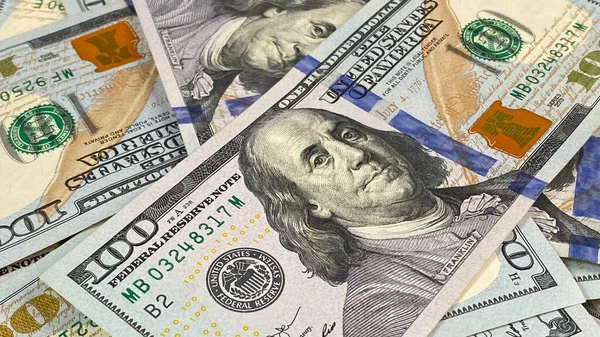 Amerikai Nemzeti Valuta Benjamin Franklin Portréjával Készpénz Bankjegyek 100 Dolláros — Stock Fotó