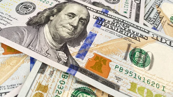 100ドル札について 現金の紙幣 100米ドル アメリカの通貨 現金ドル紙幣の背景 お金の背景について 金融ビジネス背景コンセプト — ストック写真