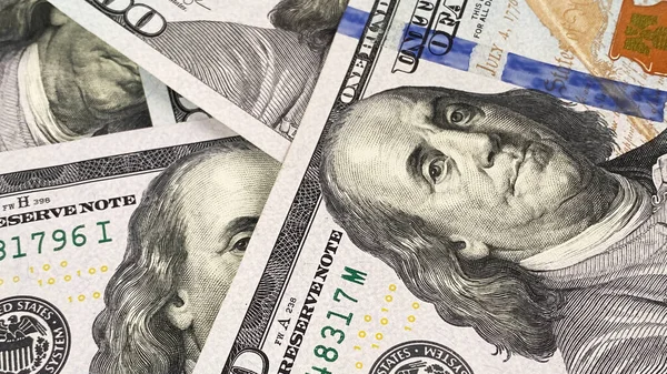 ベンジャミン フランクリンの肖像画 現金の紙幣 100米ドル アメリカの通貨 100ドル札について 現金ドル紙幣の背景 お金の背景について 金融ビジネス背景コンセプト — ストック写真