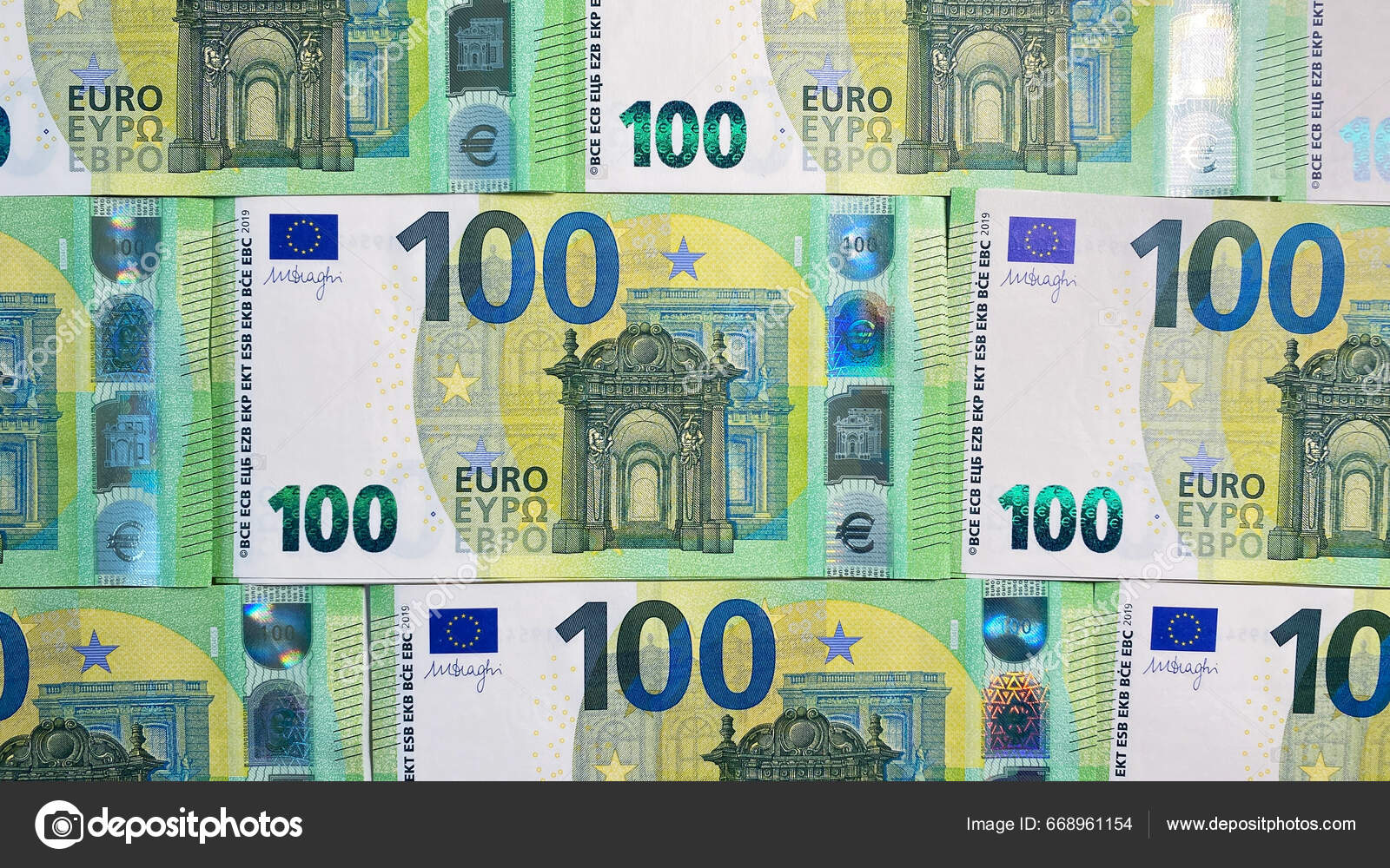 Top View Stacks 100 Euro Bills Single Currency European Union — Stock  Editorial Photo © chekat #668961154, image size:1600x1000