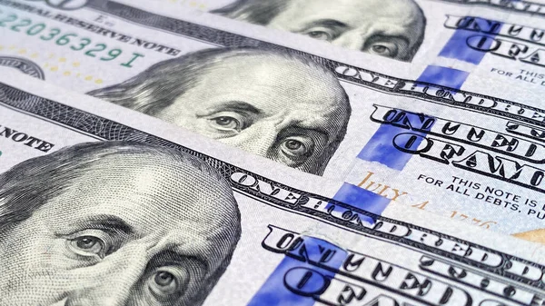 ベンジャミン フランクリンの目 100ドルのキャッシュノートを閉じる アメリカの通貨 100ドル請求する ビジネス お金の背景について — ストック写真