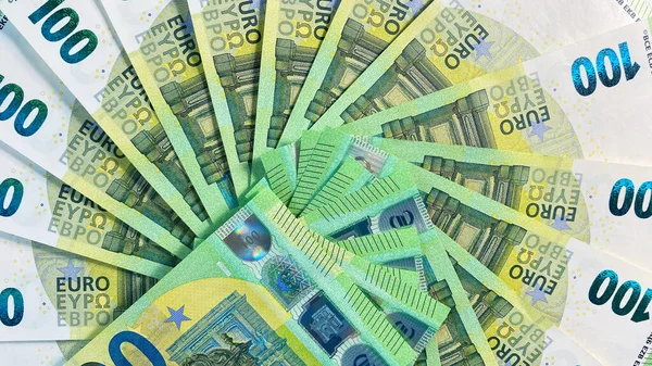 Notas 100 Euros Têm Forma Círculo Notas 100 Euros Moeda — Fotografia de Stock