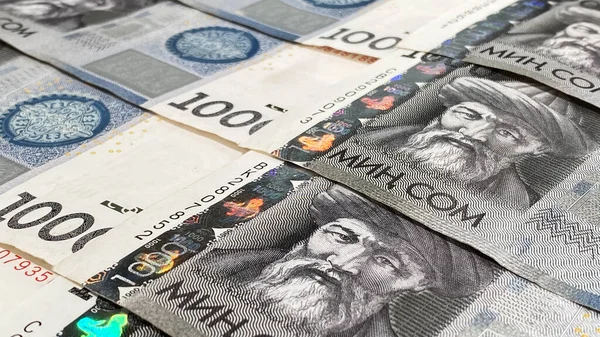 Tausend Nahaufnahme Ersparnisse Der Kirgisen Kirgisische Landeswährung Hintergrund Des Kirgisischen — Stockfoto