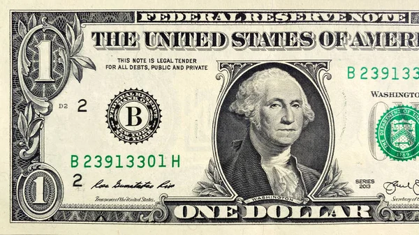 1ドル札の一部を閉鎖する 上からの眺め 米ドル アメリカの通貨 経済と金融 現金の紙幣 キャッシュドル紙幣 — ストック写真