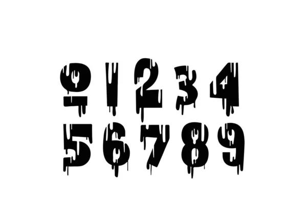 恐ろしい遊び心と不気味な数字 マーカーで手で描いたシンボル ハロウィーンのフォント メッセージング ホワイトバックグラウンドのベクトル番号 — ストックベクタ