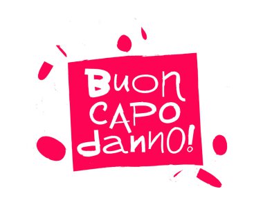 Buon Capodanno! Yeni yılın kutlu olsun İtalyanca. Elle fırçayla çizilmiş. Yılbaşı posteri tasarımı için elementler. Beyaz arkaplanda vektör illüstrasyonu.