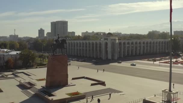 Figuur Van Held Manas Magnanimous Die Alle Kirgizische Mensen Verenigde — Stockvideo