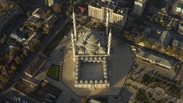 Volando Círculo Avión Tripulado Mezquita Central Republicana Que Lleva Nombre — Vídeos de Stock