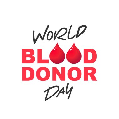 Zarif harfler, Dünya Kan Bağışı Günü. Kan kelimesinde iki kırmızı kan damlası iki 