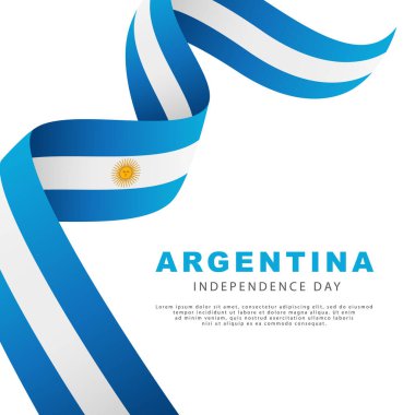 Arjantin bayrağının mavi ve beyaz kurdelesi. Arjantin 'in Bağımsızlık Günü. Beyaz arkaplanda vektör illüstrasyonu.