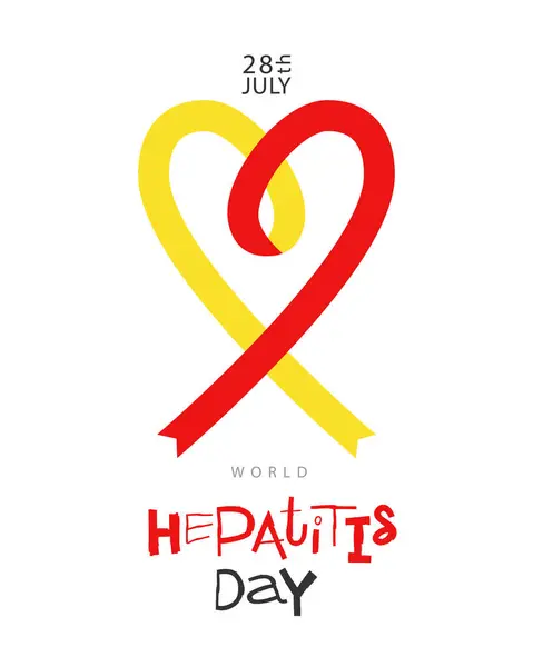 Symbol Hepatitidy Červená Žlutá Informační Stuha Složená Tvaru Srdce Světový Royalty Free Stock Ilustrace
