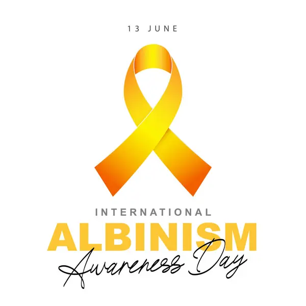 Mezinárodní Den Povědomí Albinismu Června Žlutá Stuha Symbol Vzácného Nenakažlivého Stock Ilustrace