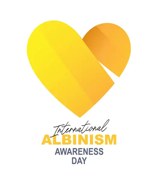 Çinde Sarı Kurdele Olan Bir Kalp Uluslararası Albinizm Farkındalık Günü Stok Vektör