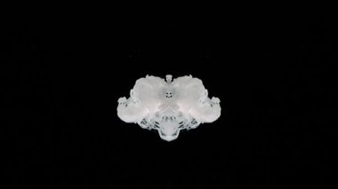 Derin uzayda, kaygı verici beyaz bir denizanası şeklinde duman bulutu. Garip ve gerçeküstü bir ekran koruyucu. Suluboya resimlerinin soyut simetrik patlaması. Gizemli Belirsiz Eklenti