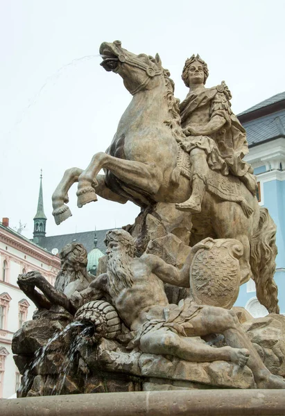 Olomouc古城历史喷泉组成观 捷克共和国 — 图库照片