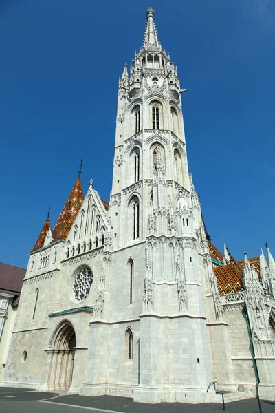 Het Zonnige Uitzicht 14E Eeuwse Historische King Matthias Kerk Boedapest — Stockfoto