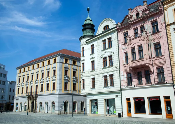 Pohled Pestrobarevné Olomoucké Budovy Hlavním Náměstí Česká Republika — Stock fotografie