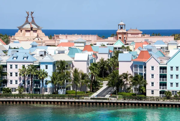 Vista Aérea Coloridas Casas Residenciales Paradise Island Lugar Vacaciones Más — Foto de Stock