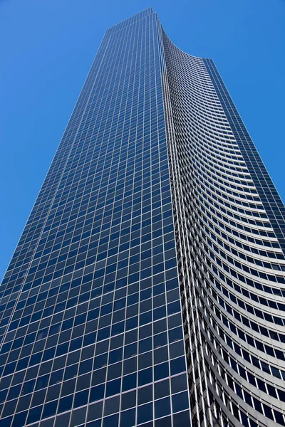 Absztrakt Kilátás Egy Modern Üveg Borított Felhőkarcoló Seattle Belvárosában Washington — Stock Fotó