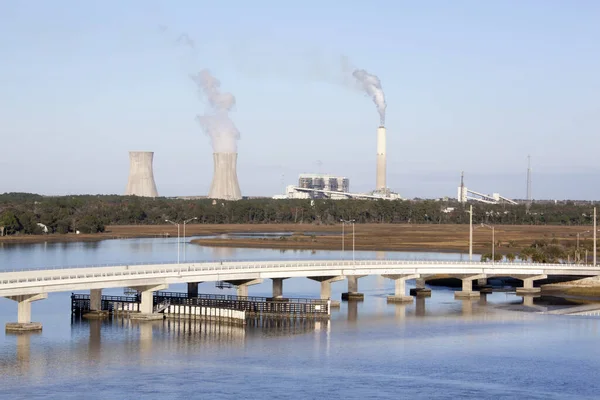 Late Afternoon View Power Plant Bridge Jacksonville City Florida — Stock Photo, Image