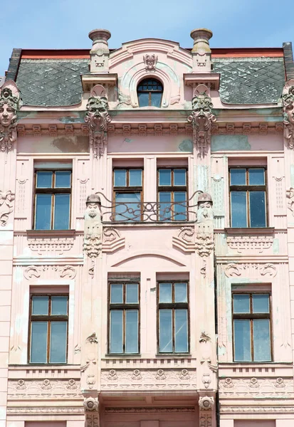 Facade Historic Pink Color House Olomouc Old Town Czech Republic — Stock Photo, Image