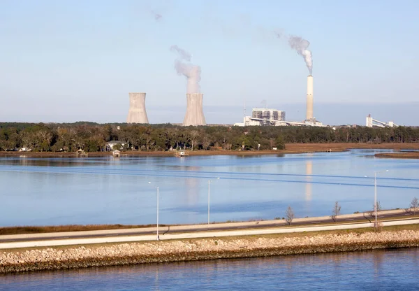 Late Afternoon View Empty Road Power Station Background Jacksonville City — Stock Photo, Image