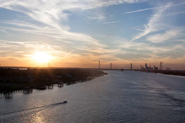 Last Sunlight Johns River Jacksonville City Port Background Florida — Stock Photo, Image