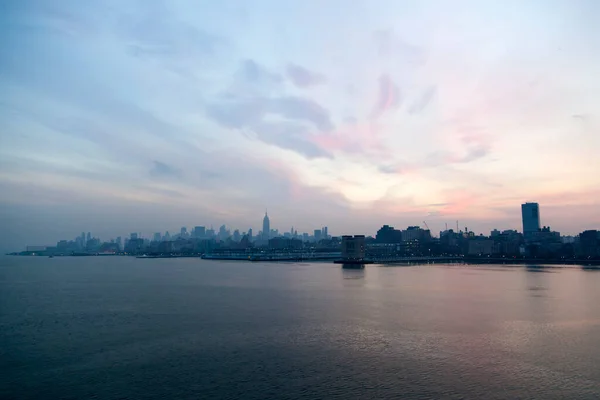 Widok Panoramy Manhattanu Rzeki Hudson Przed Zachodem Słońca Nowy Jork — Zdjęcie stockowe