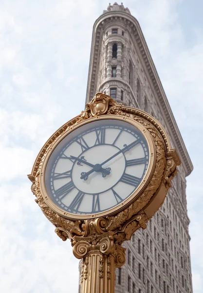 Reloj Dorado Pie Centro Manhattan Ciudad Nueva York — Foto de Stock