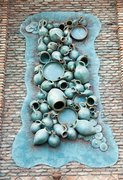 Exterior Artístico Com Cerâmica Edifício Vinícola Histórico Cidade Kvareli Geórgia — Fotografia de Stock
