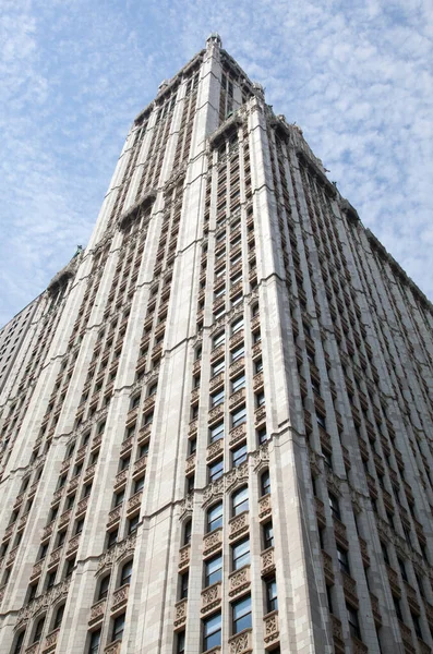 Kilátás Egy Történelmi Régi Stílusú Felhőkarcoló Alsó Manhattan New York — Stock Fotó