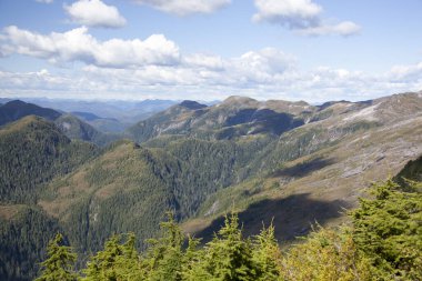 The scenic view high in mountains outside Ketchikan town (Alaska).
