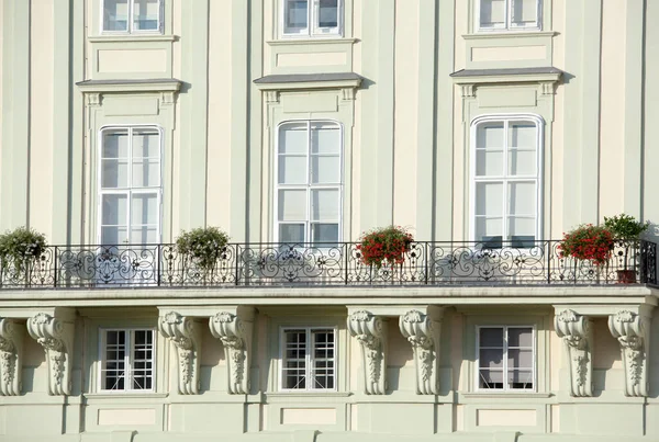 Abstract View Historic Building Balcony Flowers Vienna Old Town Austria — Stock Photo, Image