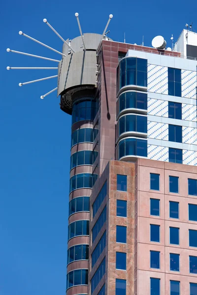 Absztrakt Kilátás Futurisztikus Megjelenésű Felhőkarcoló Wellington Belvárosában Zéland — Stock Fotó