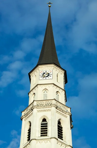 View Historic 19Th Century Clock Tower Blue Sky Background Vienna — Stock Photo, Image