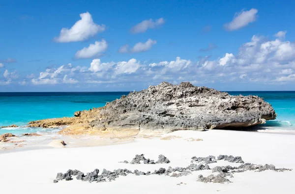 Живописный Вид Скальную Формацию Песчаный Пляж Необитаемом Острове Half Moon — стоковое фото