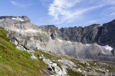 Yukarı Dewey Gölü manzarasının manzarası yaz boyunca deniz seviyesinden bir kilometre yüksekliktedir (Skagway, Alaska).