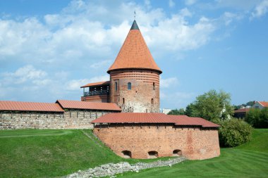 Kaunas şehrinin (Litvanya) sembolü olan 14. yüzyıl Kaunas Kalesi 'nin manzarası).