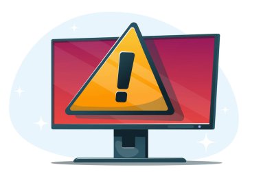 Bilgisayar işletim sistemi arızası kavramı, monitör ekranında bir hata uyarısı sinyali