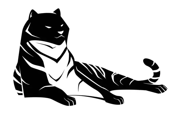 Tiger Eller Løve Logo Svart Silhuett Villkatt Lagervektorillustrasjon – stockvektor