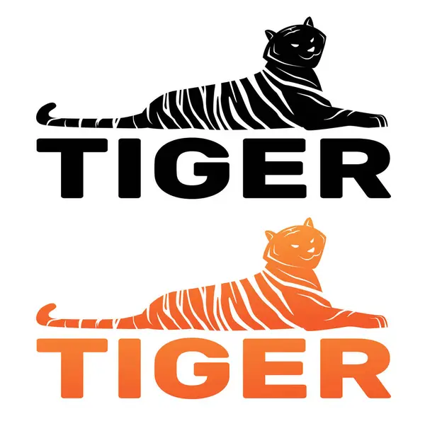 Tiger Eller Løve Logo Svart Silhuett Villkatt Lagervektorillustrasjon – stockvektor
