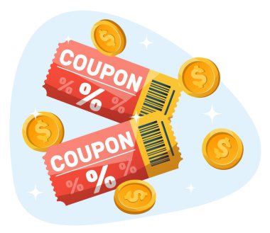 Bozukluklarla çevrili indirim kuponu. Stok vektör illüstrasyonu