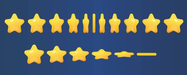 Animasyon için altın yıldız dönüşü. Stok vektör illüstrasyonu