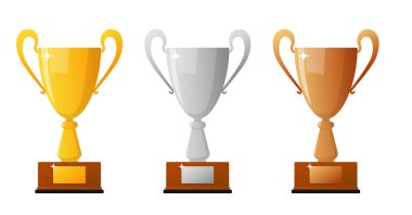 Altın, gümüş ve bronz kupa kupaları. Stok vektör illüstrasyonu